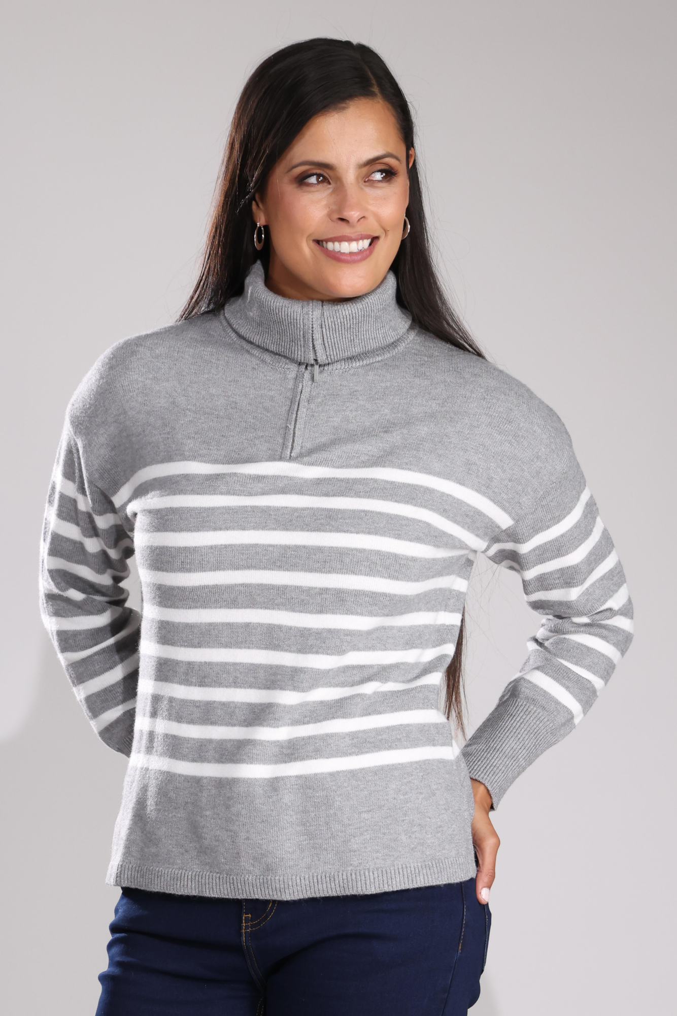 7324B1|SILVER MARLE/IVORY STRIPE