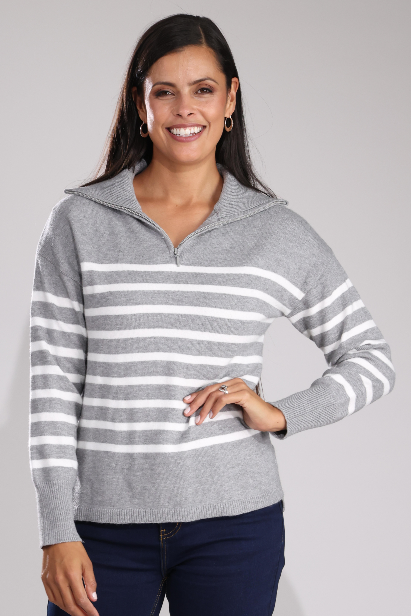 7324B1|SILVER MARLE/IVORY STRIPE