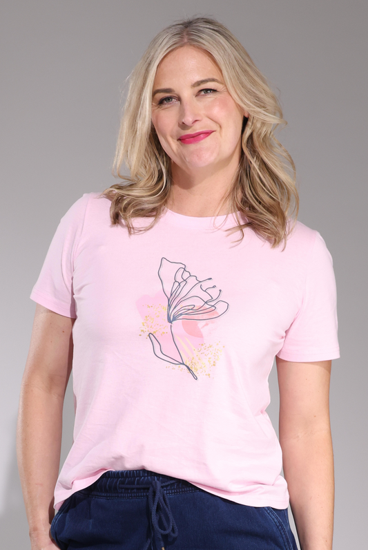 3414C1|ABST LILY ON SOFT PINK