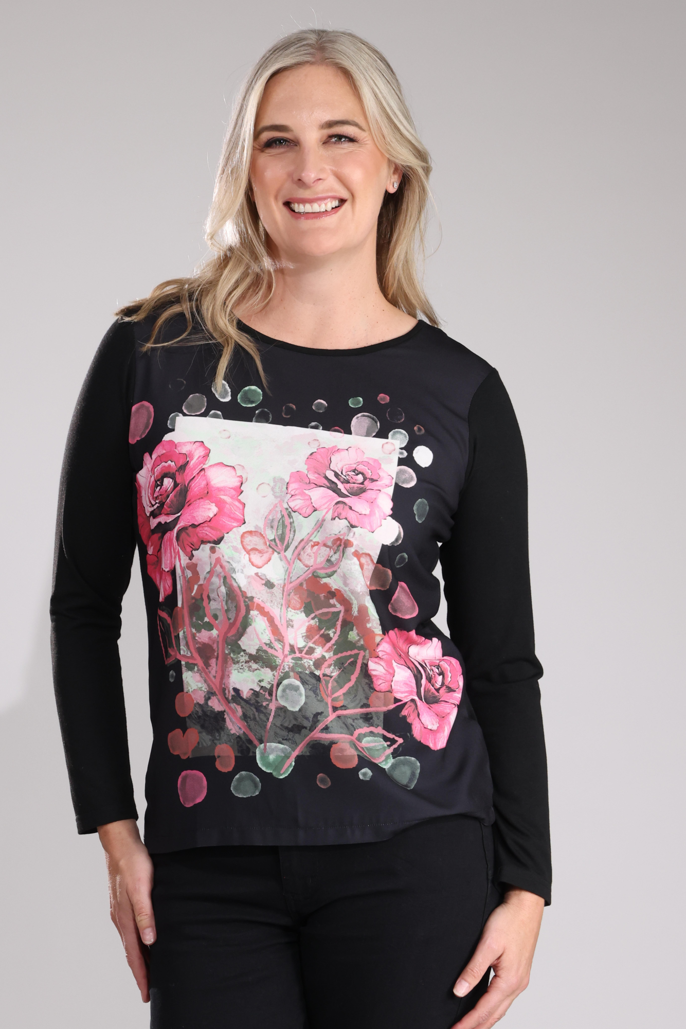 3591B1|PINK BLACK FLOWER