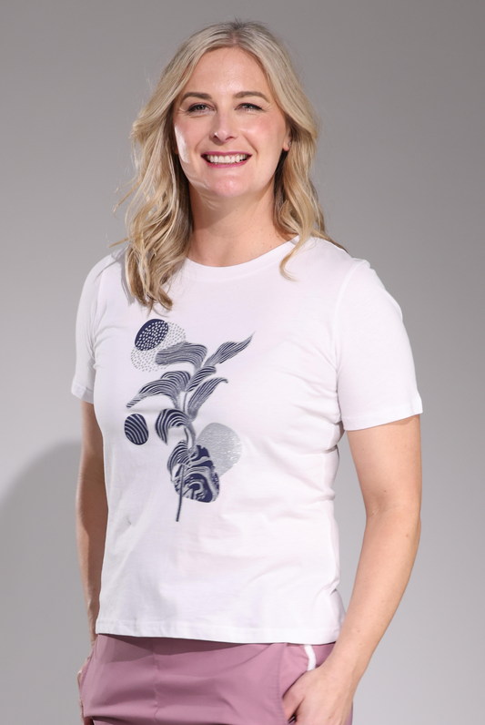 3416C1|NAVY SILV LEAF ON WHITE