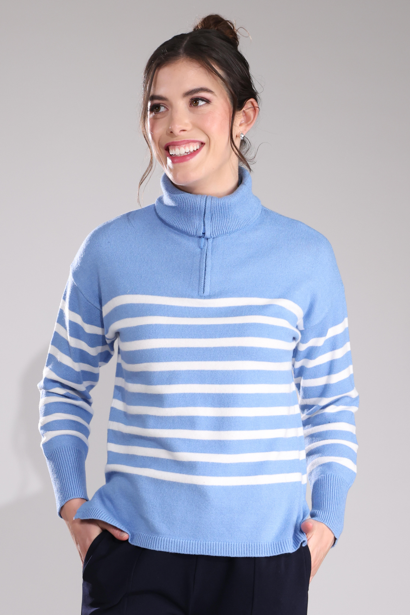 7324B1|DEEP SKY/IVORY STRIPE