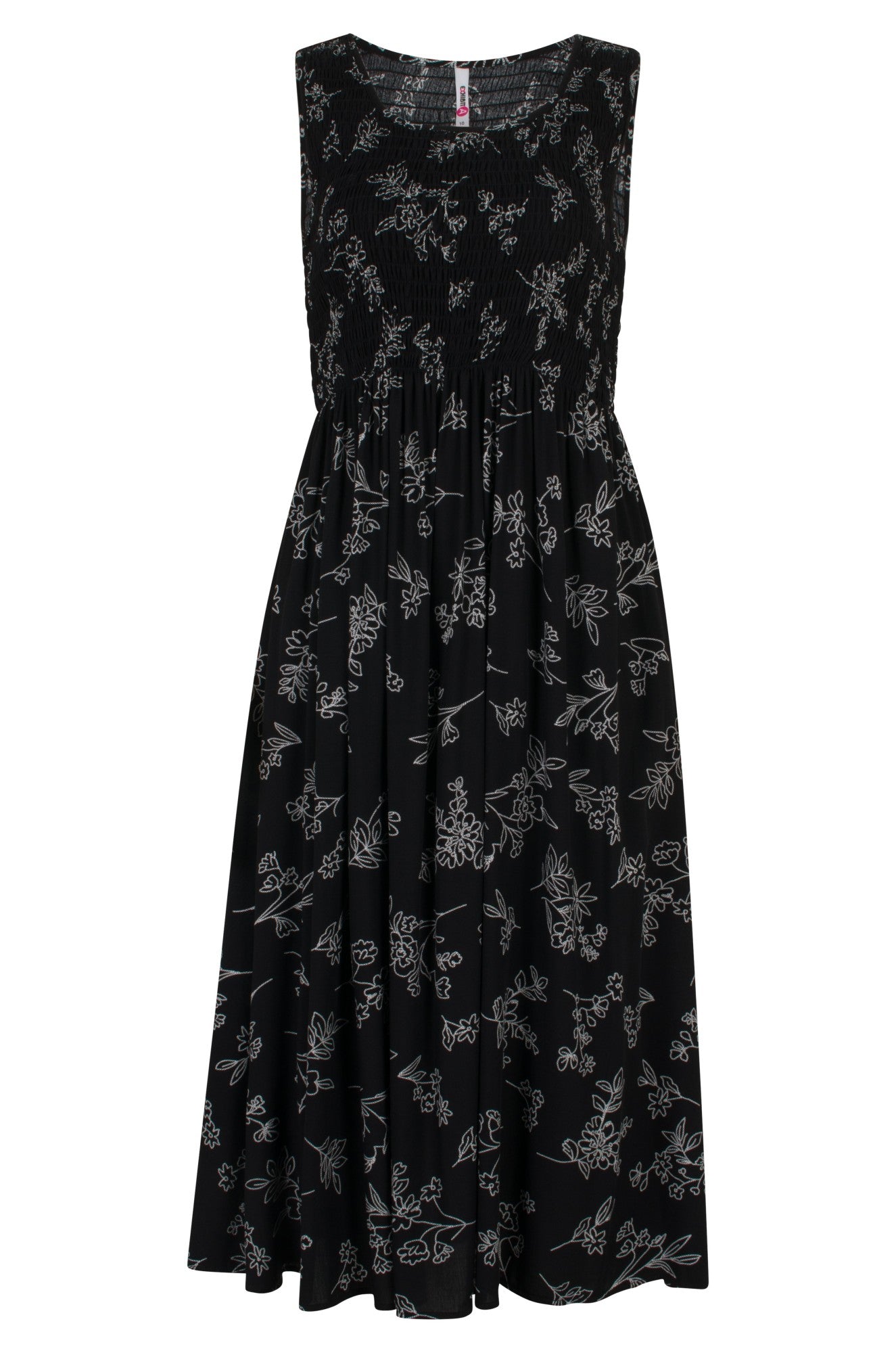 3357C1|BLK WHITE STITCH FLORAL
