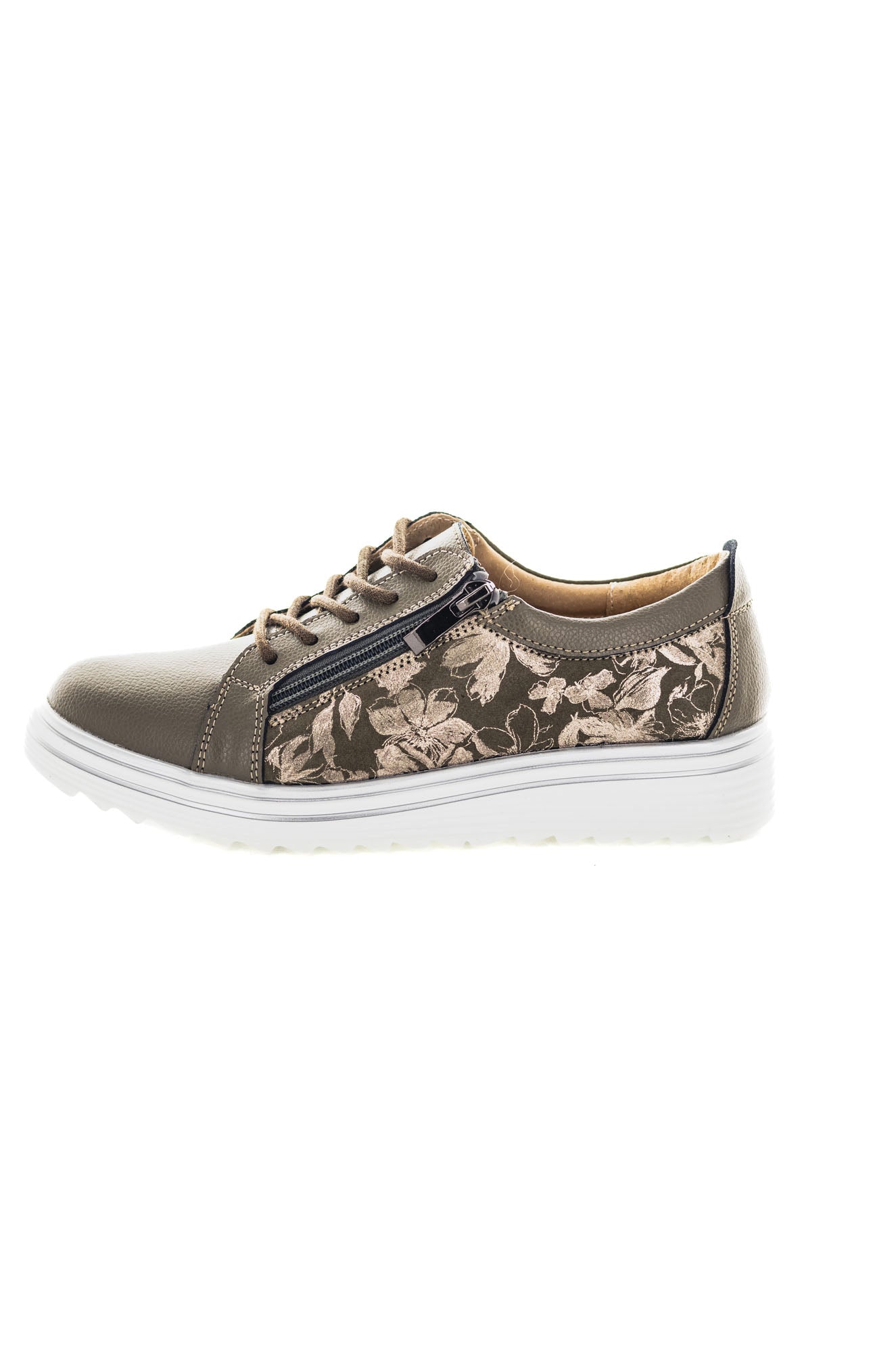 Lace-up Shoe | Khaki Floral | CELTY B1