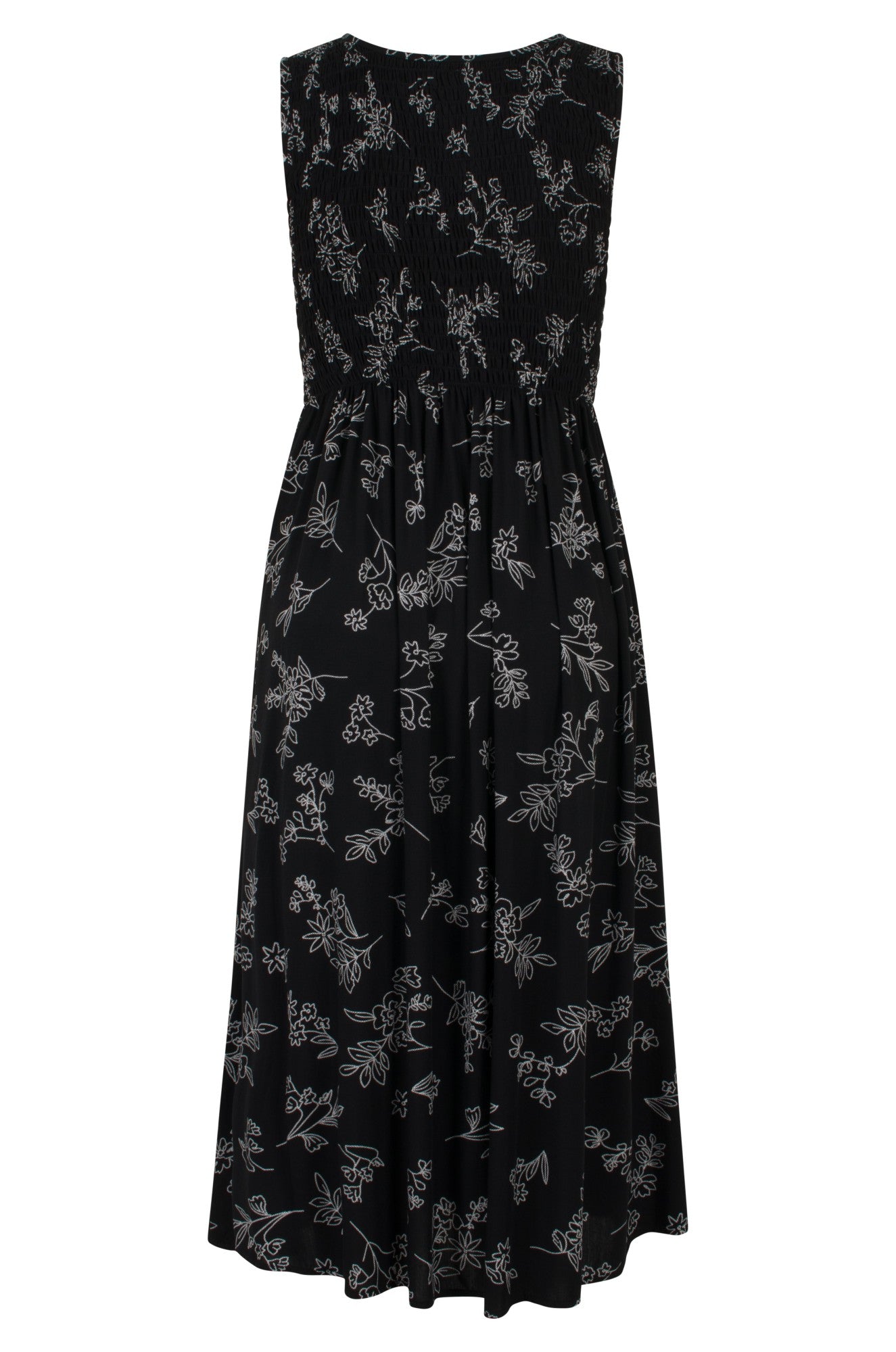 3357C1|BLK WHITE STITCH FLORAL