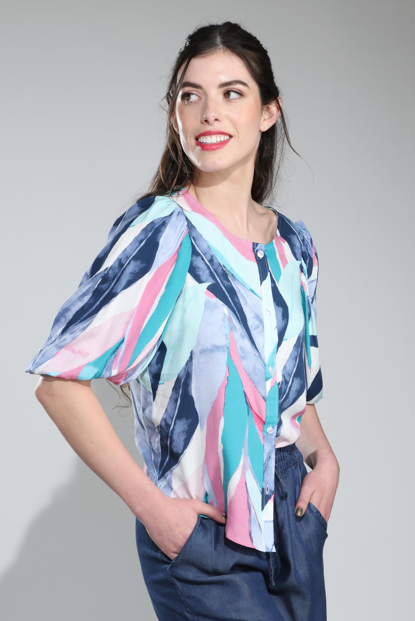 3324C1|PINK BLUE LEAVES