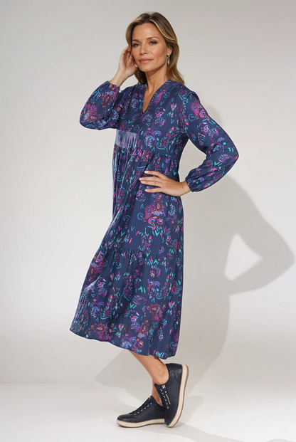 7666D1|NAVY CERISE PAISLEY
