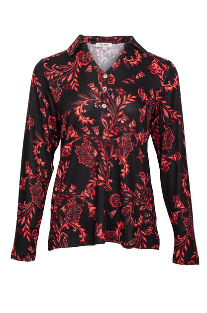 7904D1|RED BLACK FLOWER