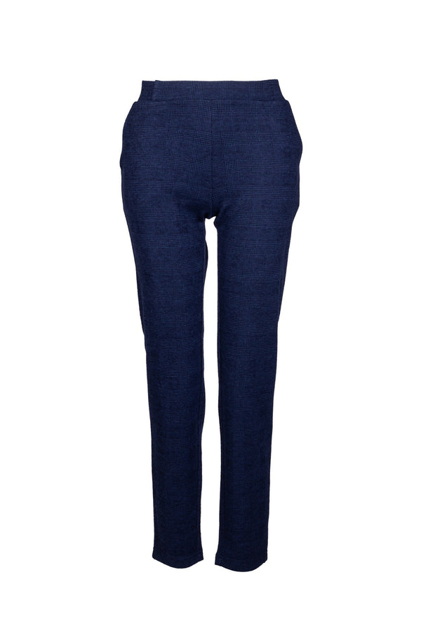 Short Jacquard Ponti Pants | Navy Prince of Wales | 9303B1