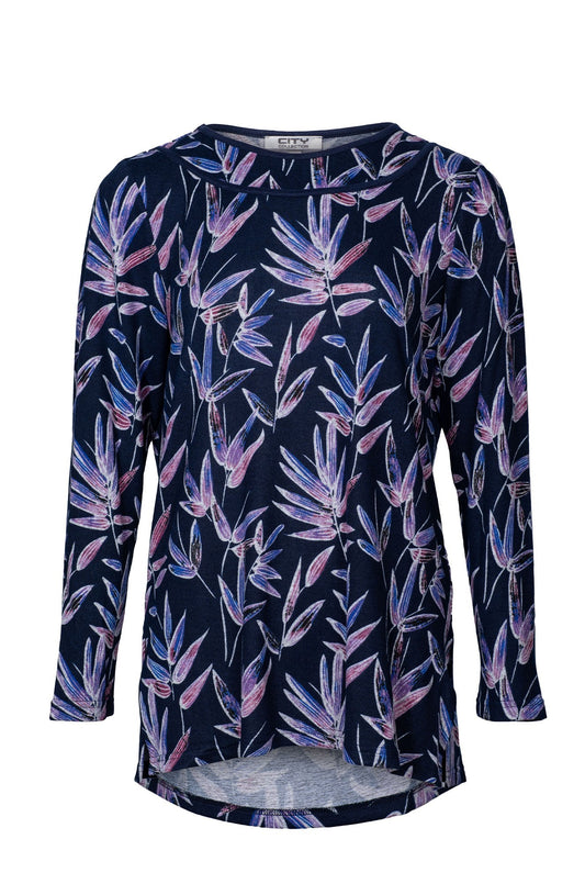7896D1|NAVY PINK LEAVES