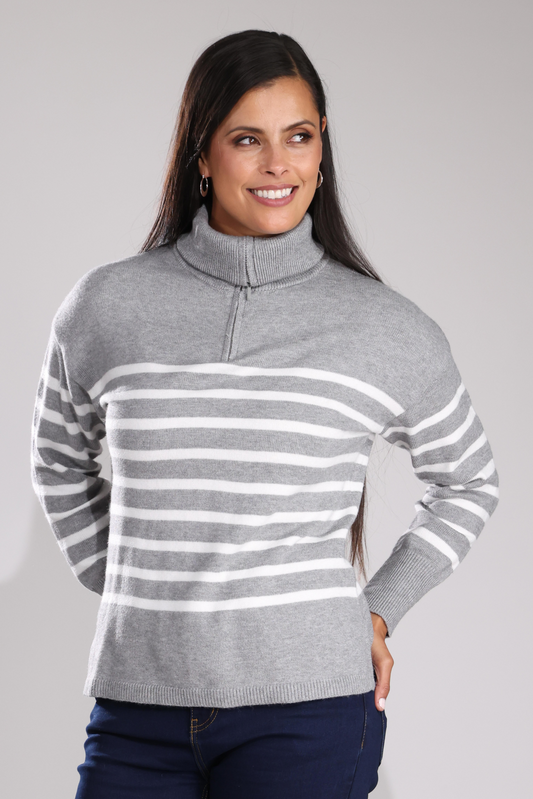 7324B1|SILVER MARLE/IVORY STRIPE