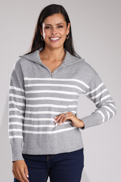 7324B1|SILVER MARLE/IVORY STRIPE