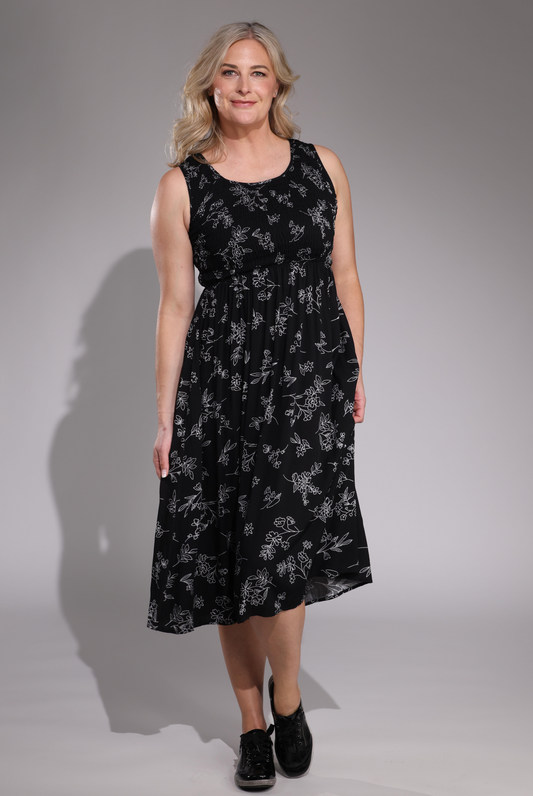 3357C1|BLK WHITE STITCH FLORAL