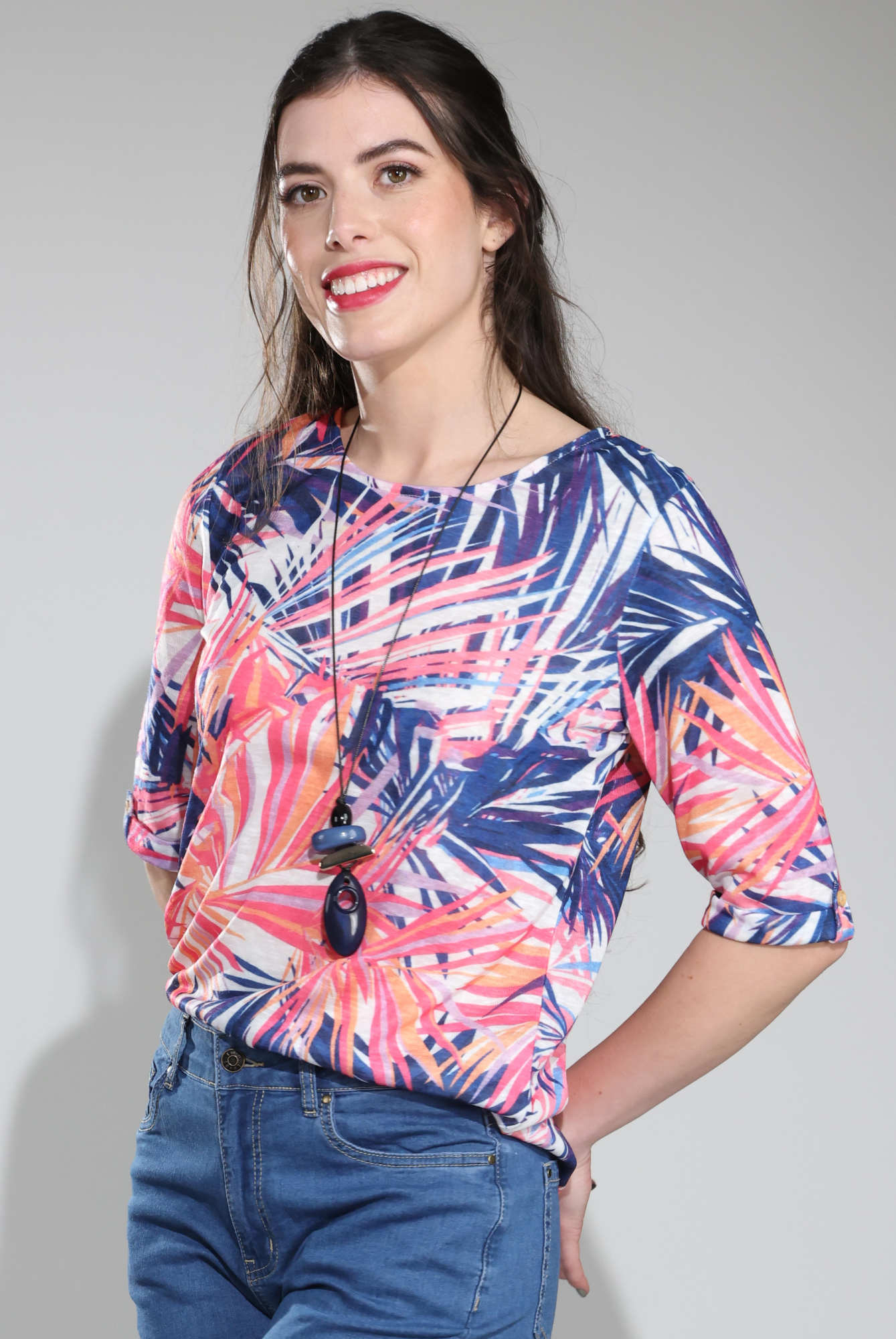 6807C1|INDIGO PINK PALMS