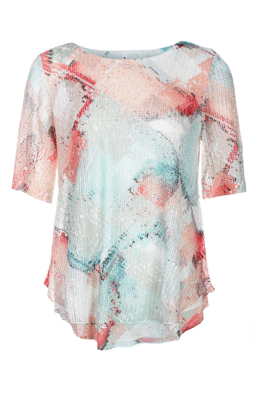 3971C1|CORAL MINT ABSTRACT