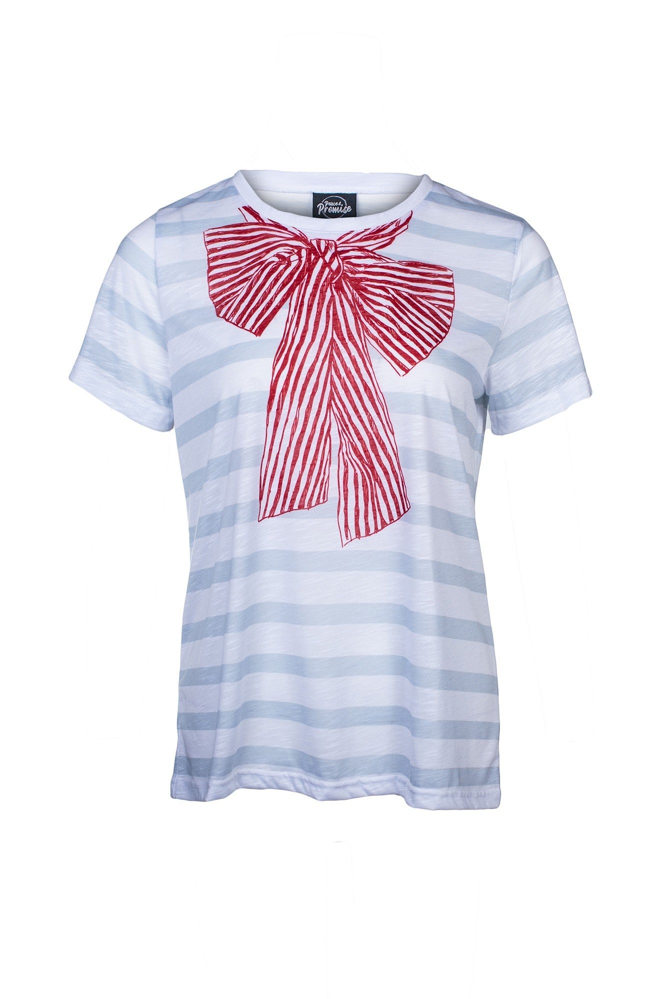 7513C1|SILVER STRIPE RED BOW