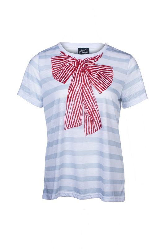 7513C1|SILVER STRIPE RED BOW