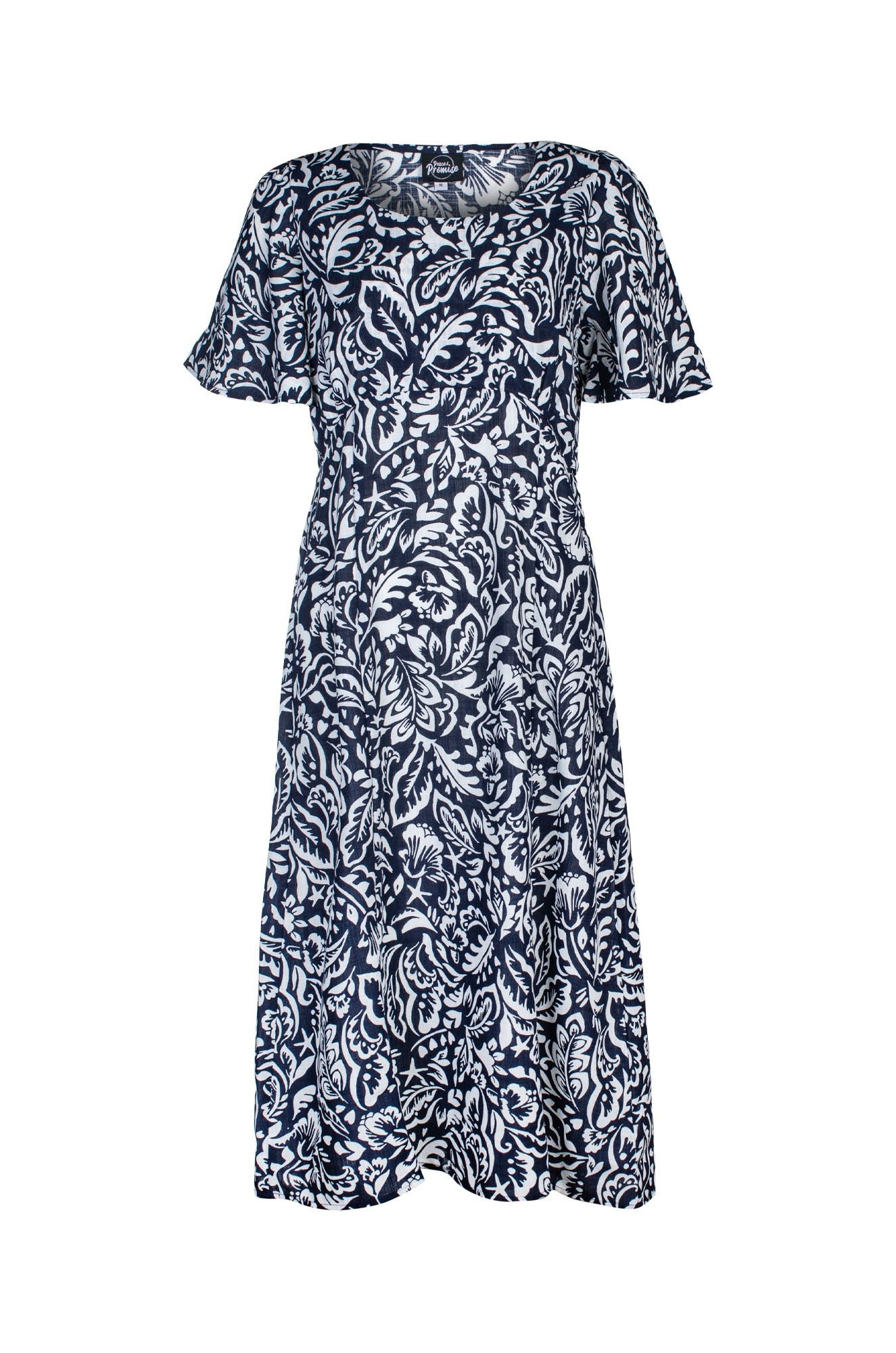 7375C1|NAVY IVORY LEAF