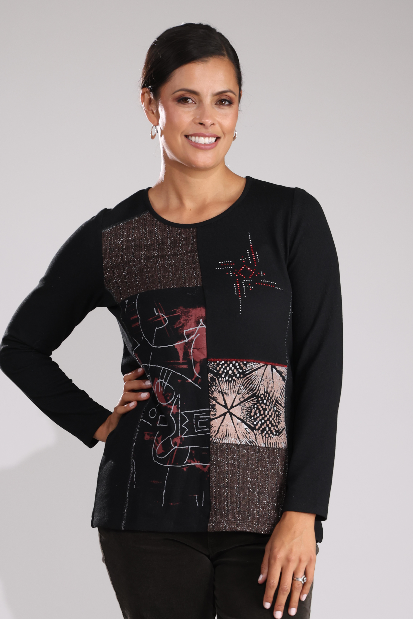 4405B1|BLACK RED PATCHWORK