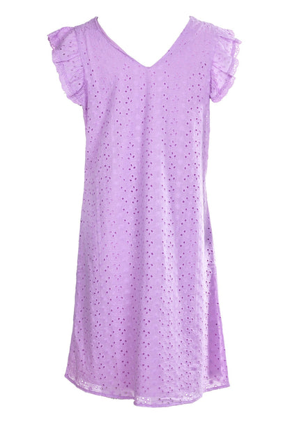 100% Cotton Broderie Anglaise Dress | LILAC