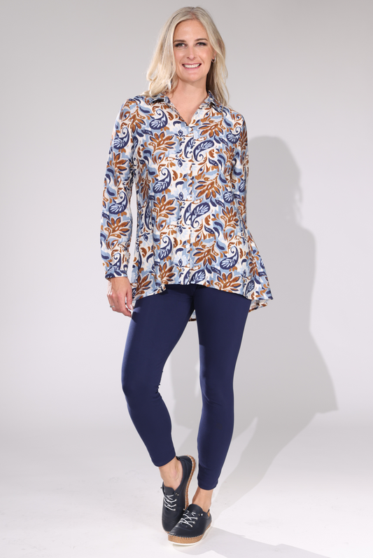 7663D1|INDIGO TAN PAISLEY