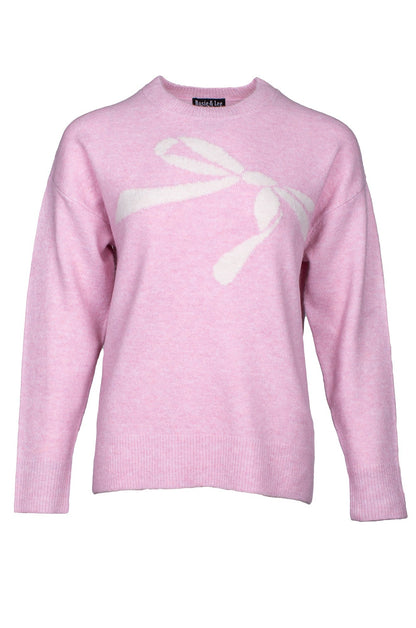6732D1|IVORY BOW ON PINK