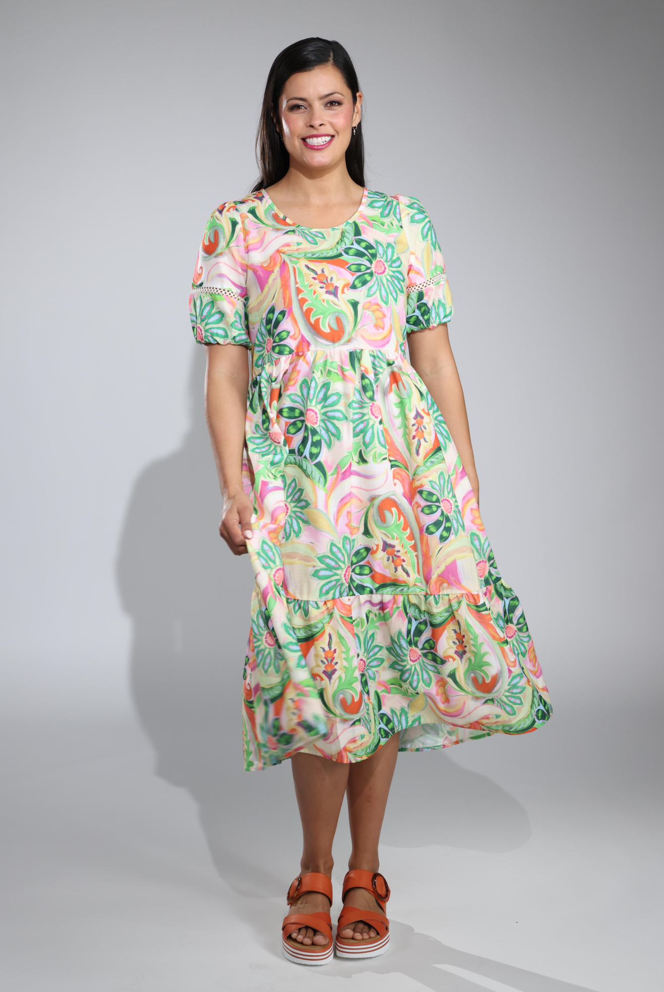 7383C1|GREEN PINK FLOWER