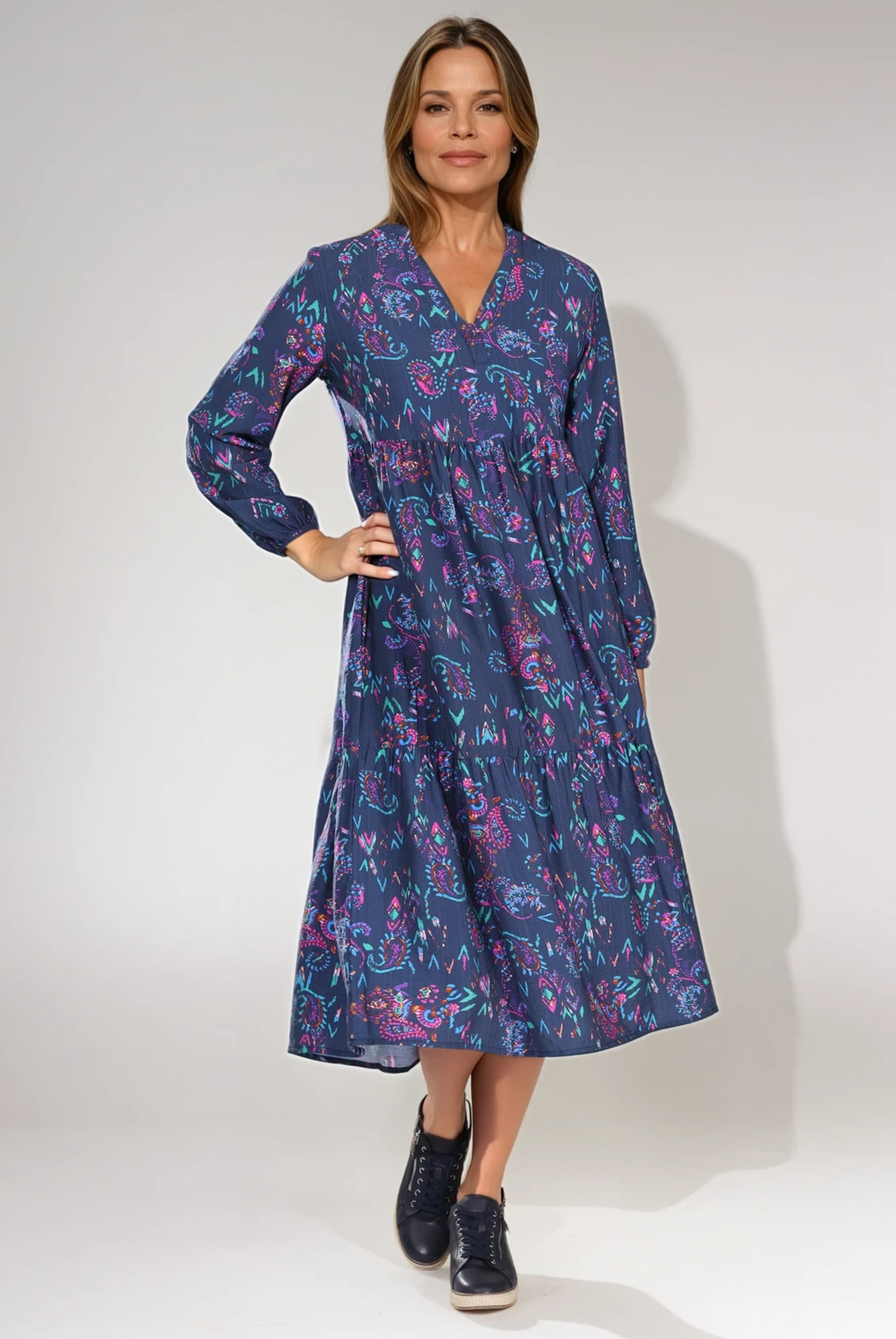 7666D1|NAVY CERISE PAISLEY