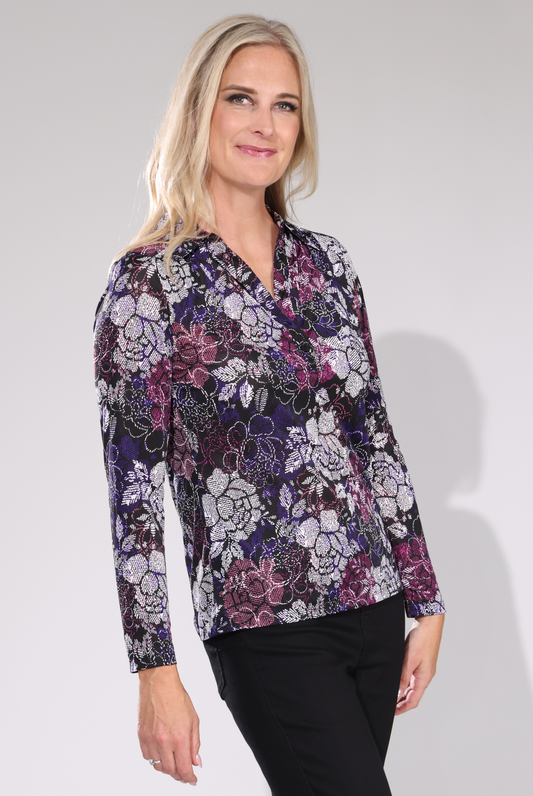 7405D1|PURPLE BLACK FLOWER