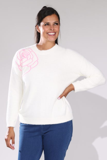 4662D1|PINK ON IVORY ROSE