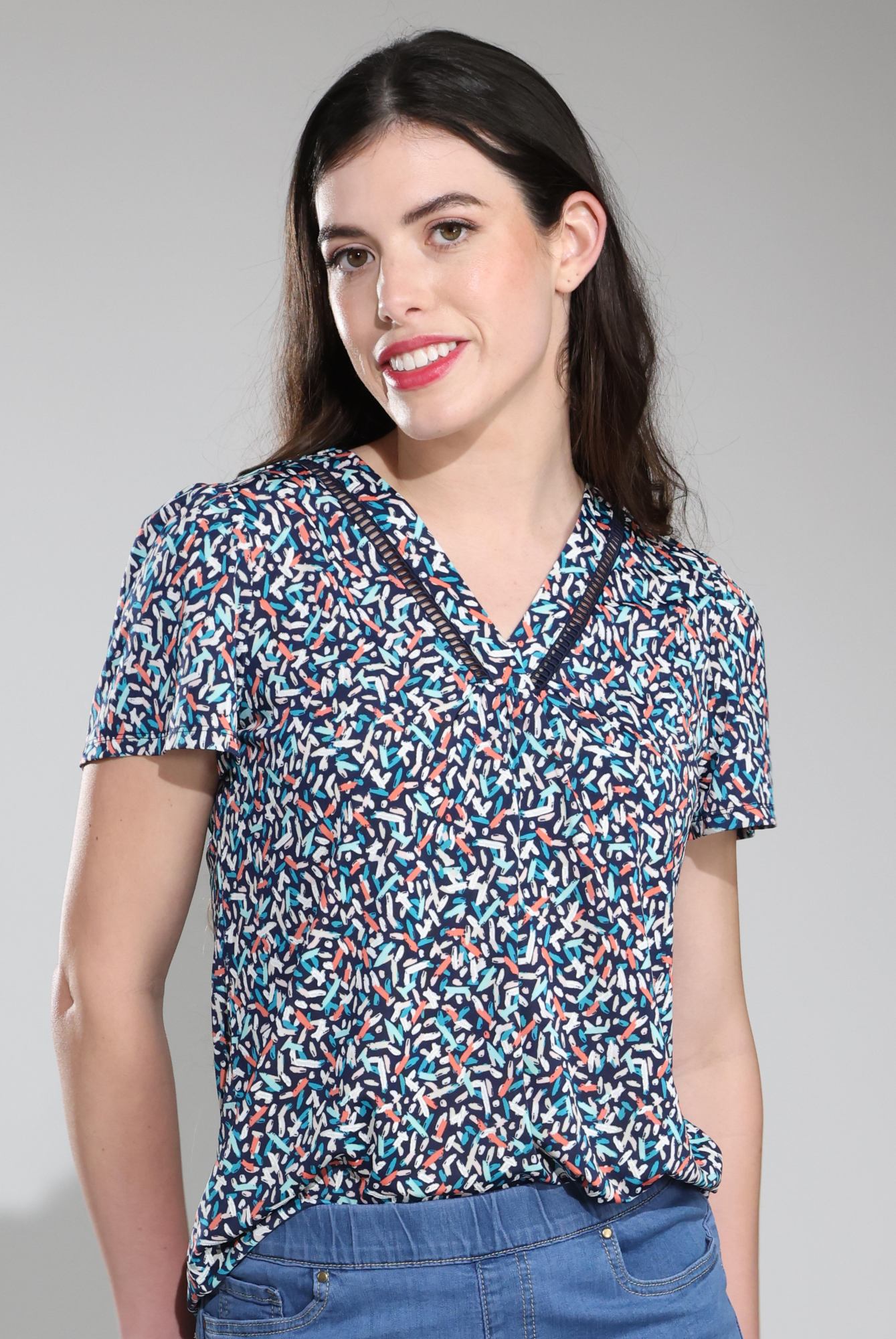 7405C1|NAVY CORAL DASH PUFF