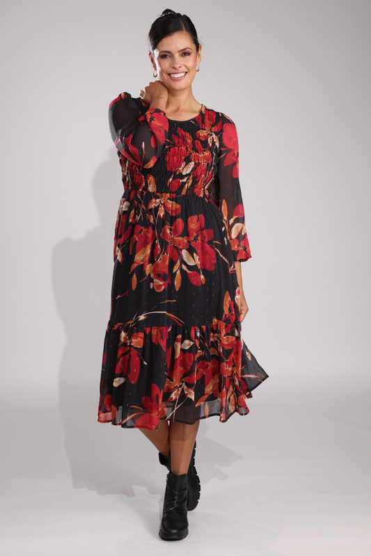 8587B1|RED BLACK FLOWER