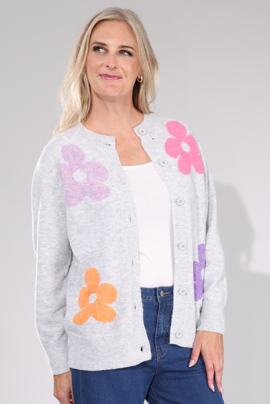 6741D1|MULTI FLOWER ON SILVER