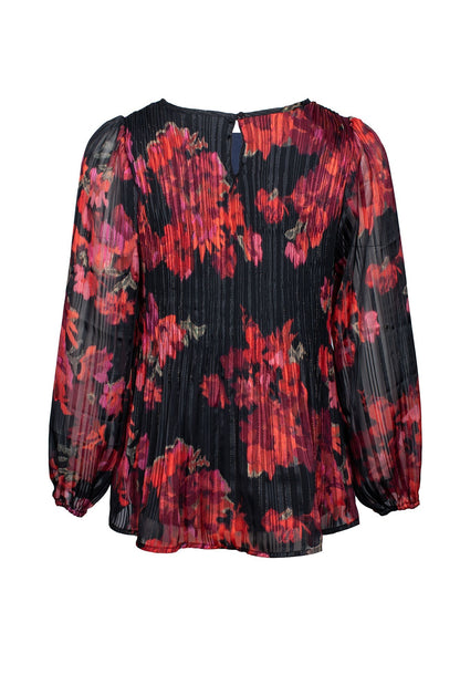 8572D1|RED BLACK FLORAL LUX