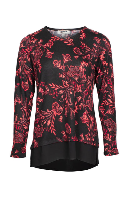 7911D1|RED BLACK FLOWER