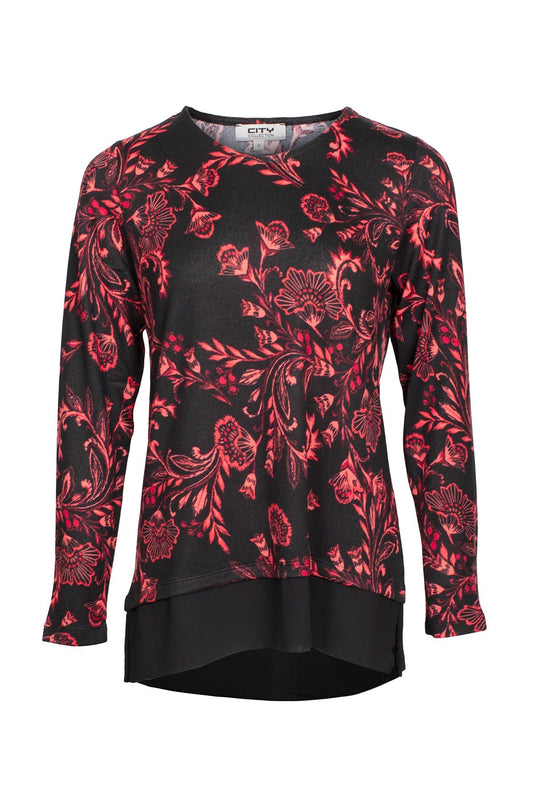 7911D1|RED BLACK FLOWER