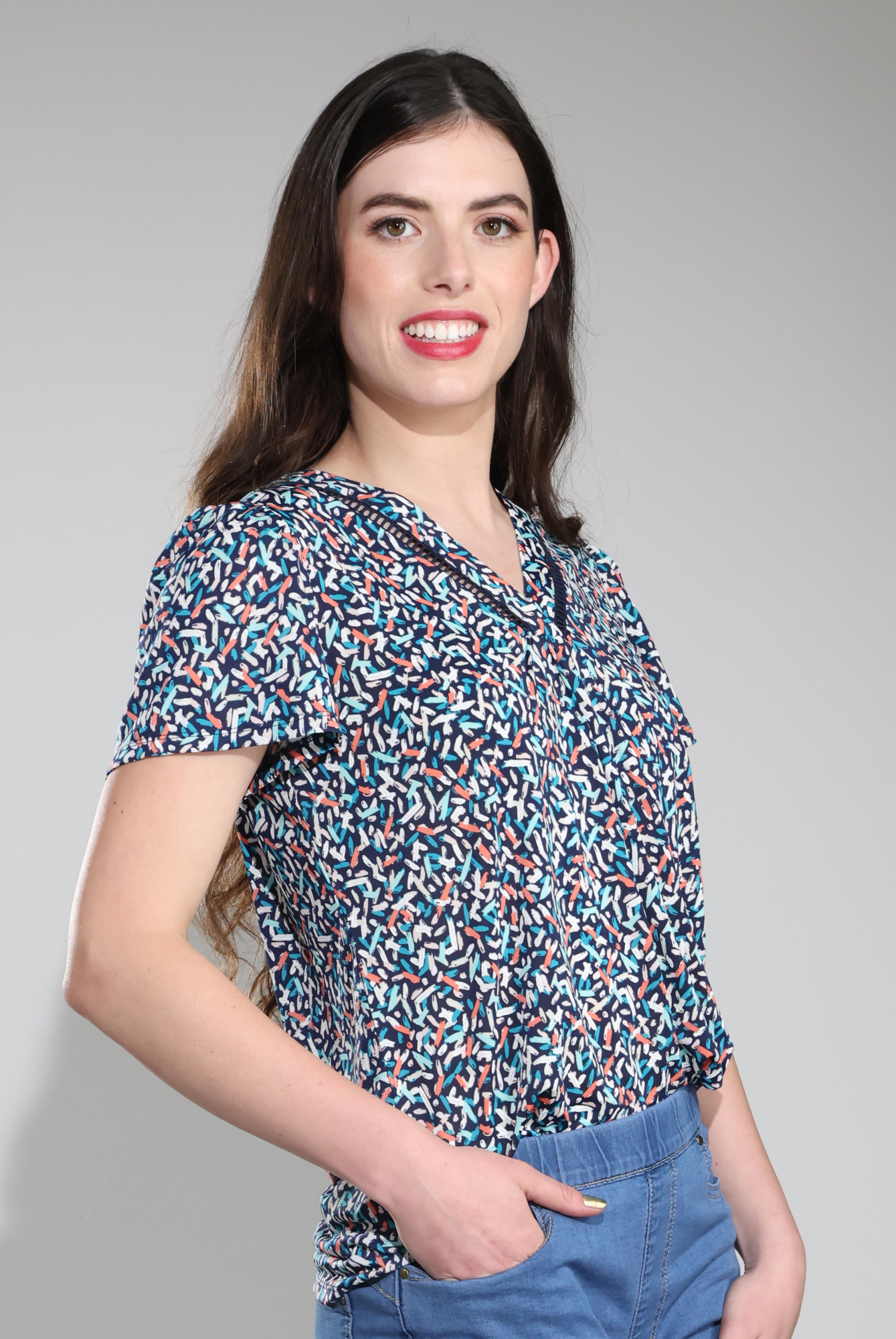 7405C1|NAVY CORAL DASH PUFF