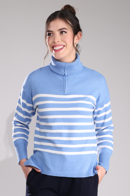 7324B1|DEEP SKY/IVORY STRIPE