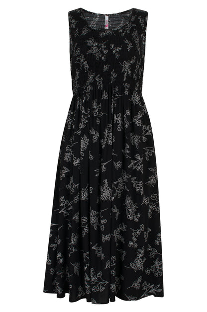 3357C1|BLK WHITE STITCH FLORAL