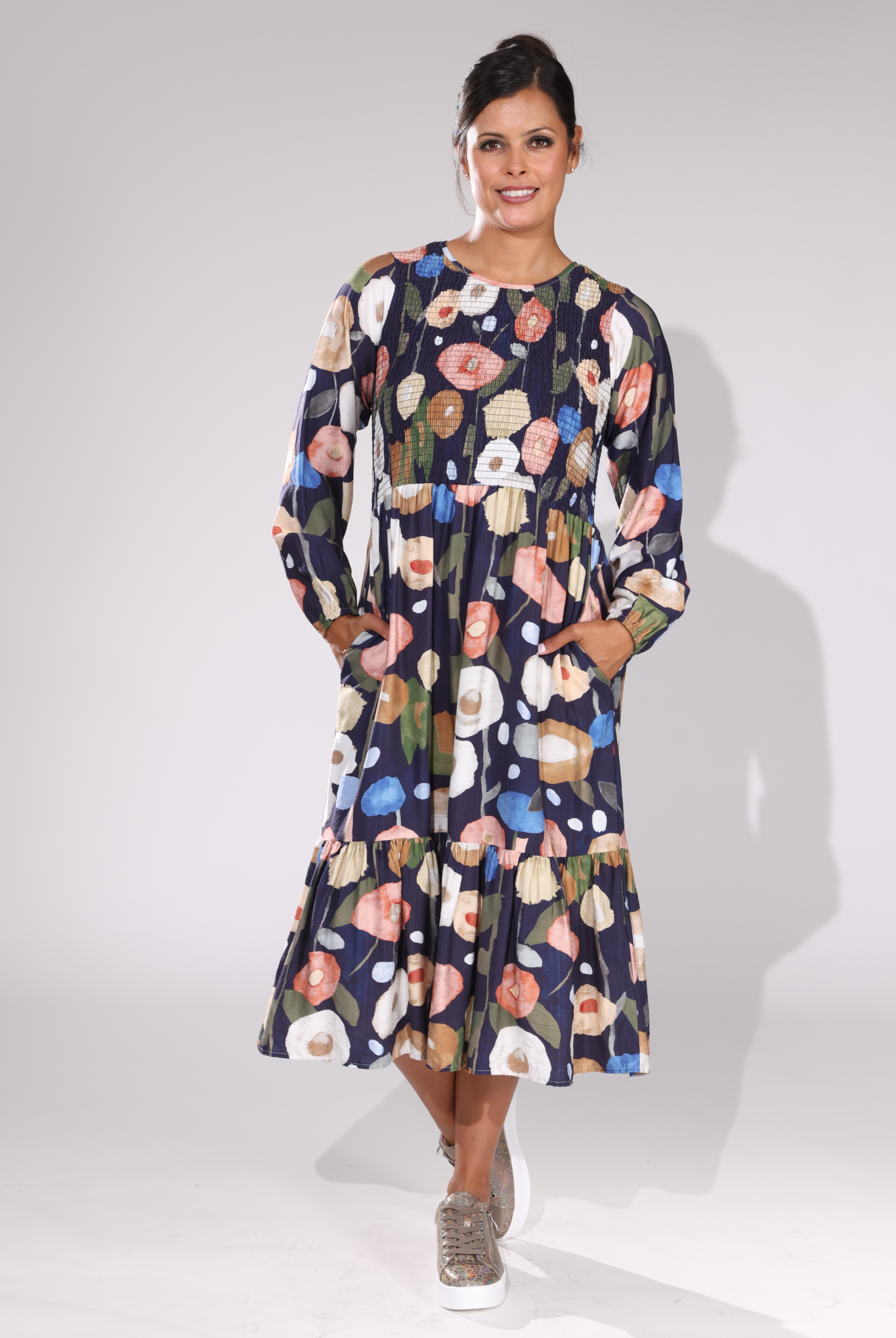 7665D1|NAVY MULTI POPPY