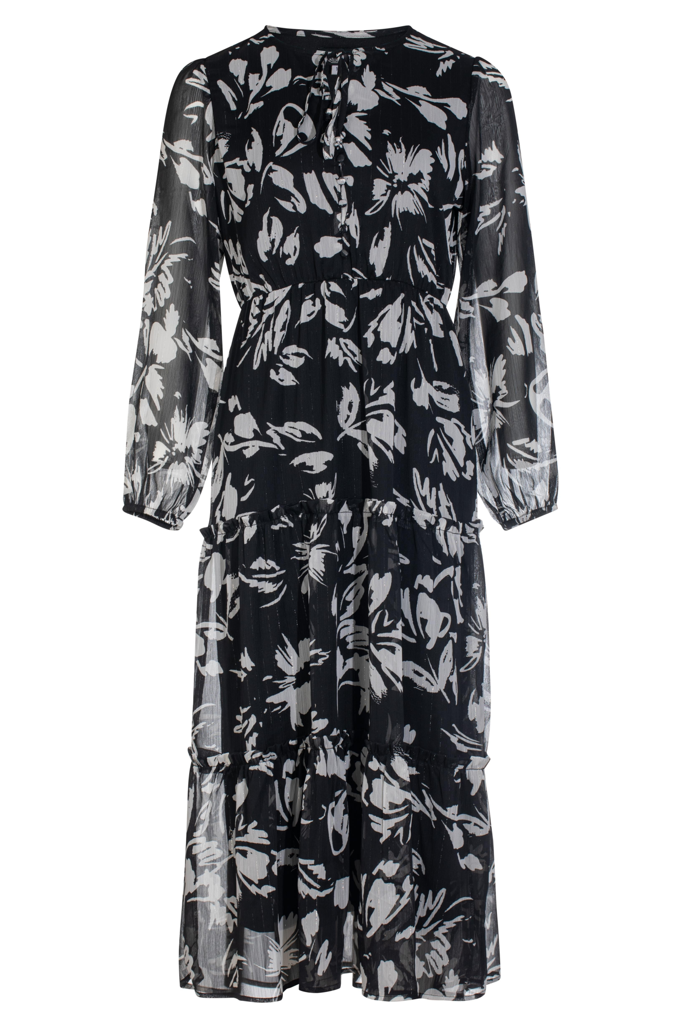 8555BR|BLK IVORY FLOWER LUREX