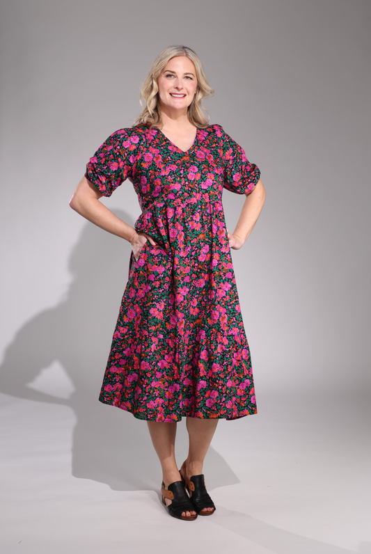 6521C1|BLACK MAGENTA FLORAL