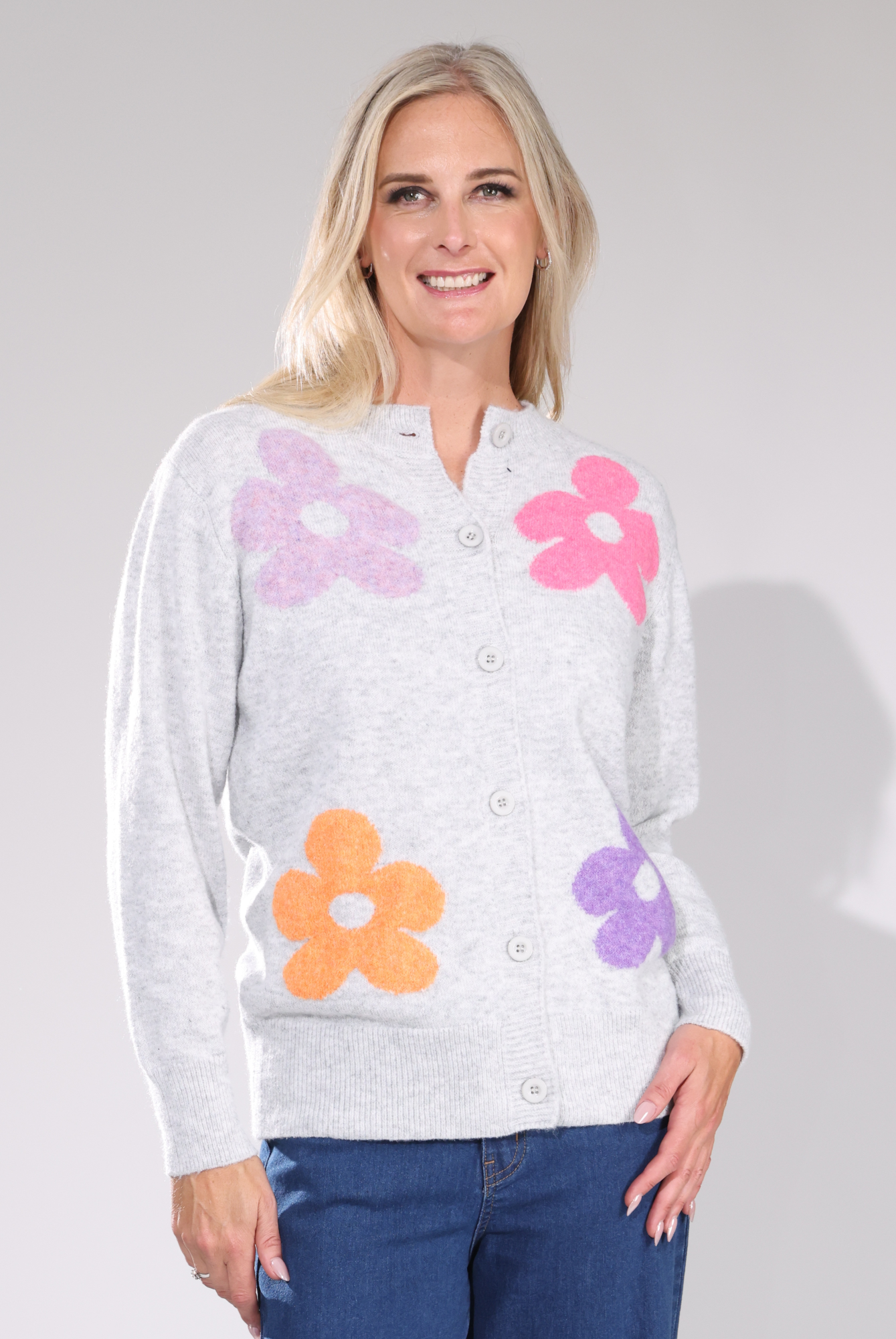 6741D1|MULTI FLOWER ON SILVER