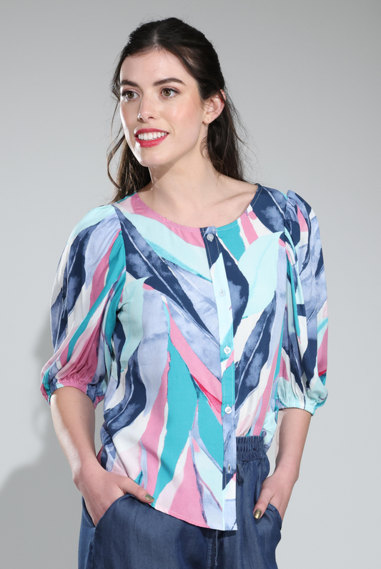 3324C1|PINK BLUE LEAVES