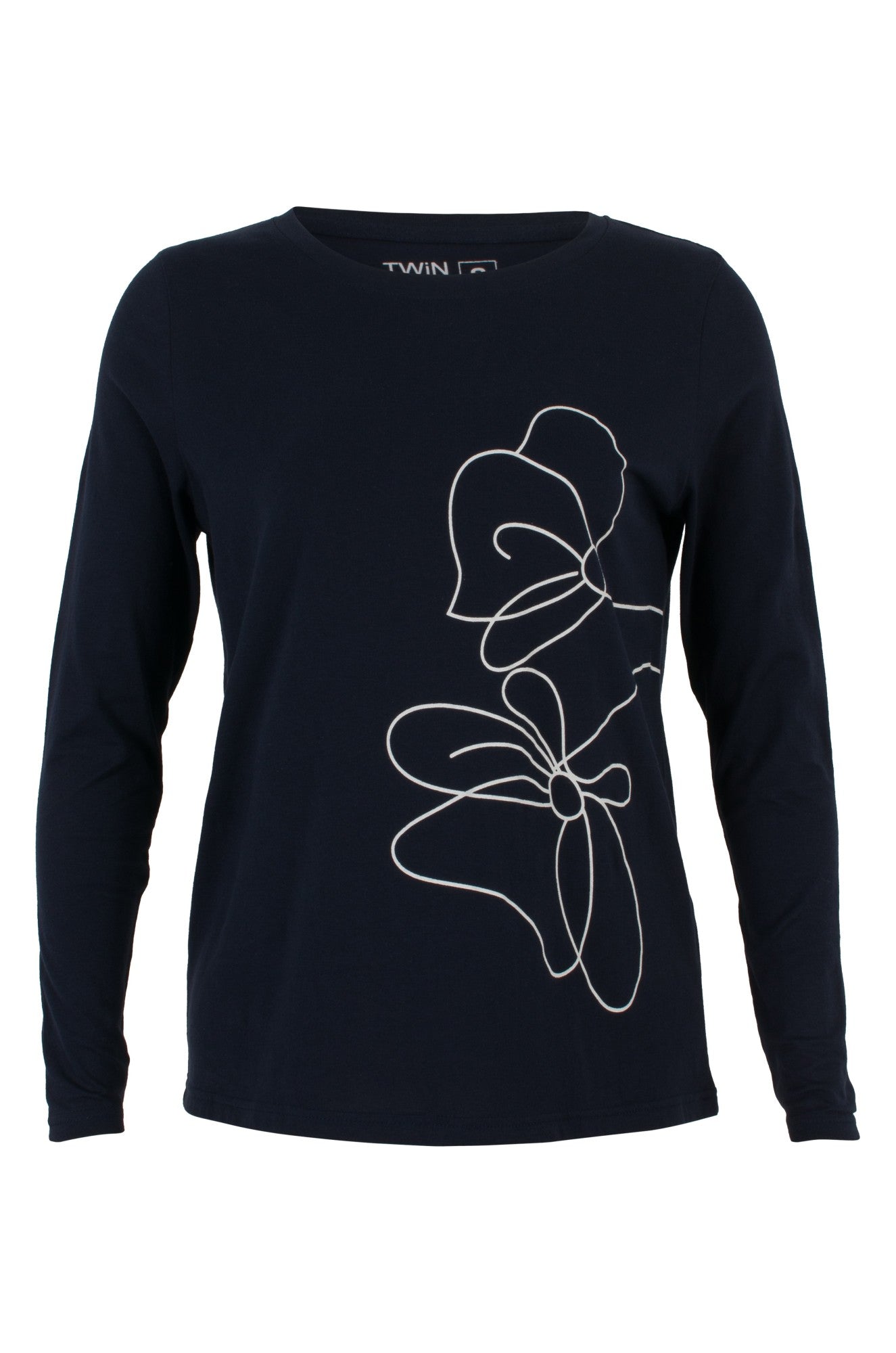 3405D1|ASYMMETRIC FLOWER ON NAVY