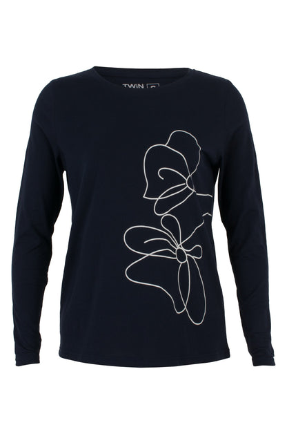 3405D1|ASYMMETRIC FLOWER ON NAVY