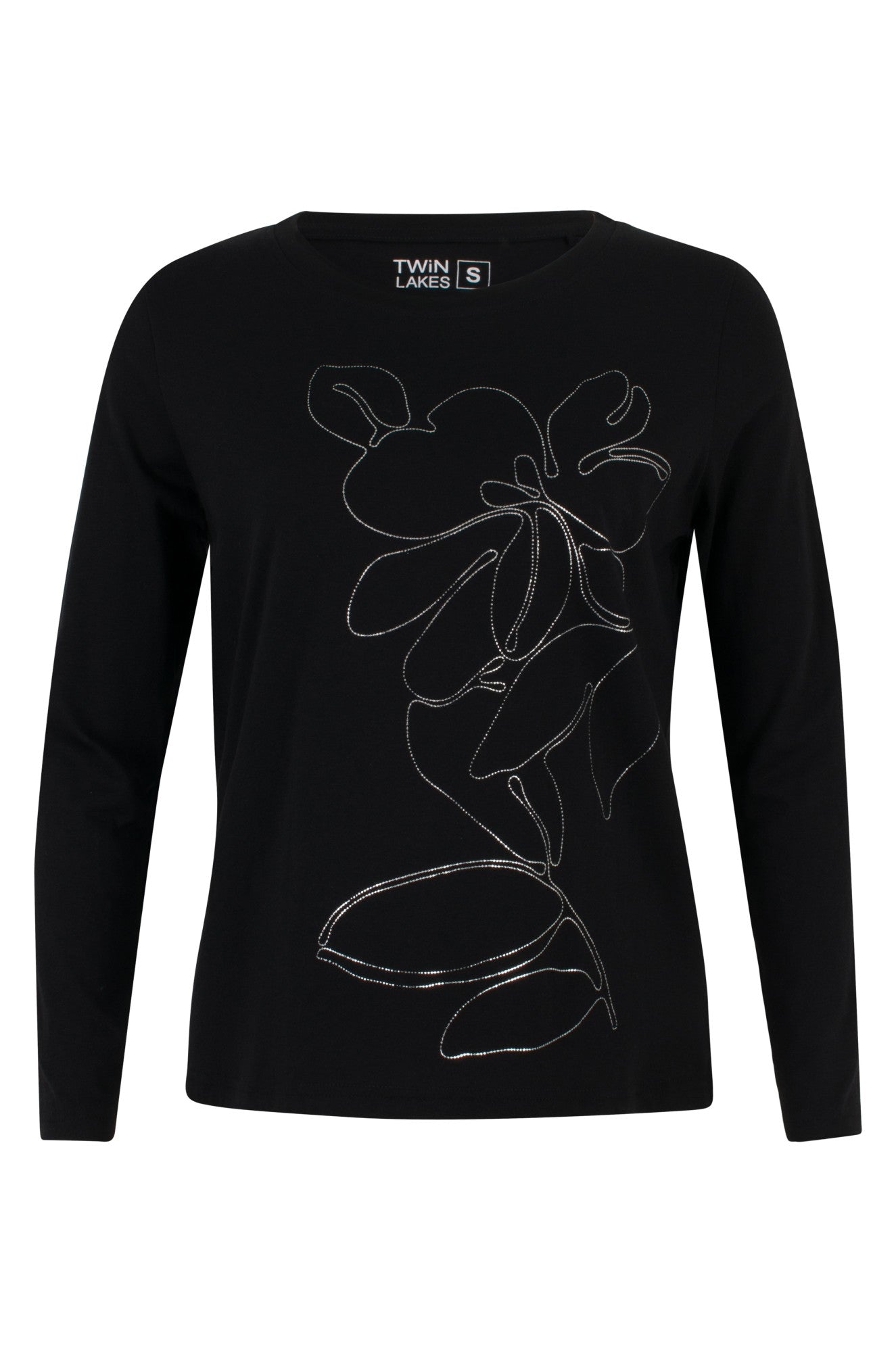 3407D1|FOIL FLOWER ON BLACK