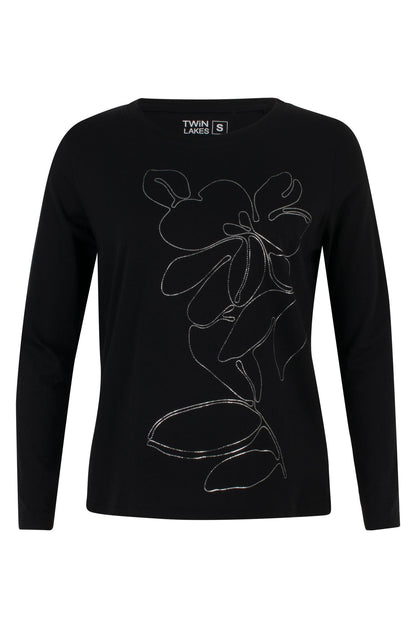 3407D1|FOIL FLOWER ON BLACK