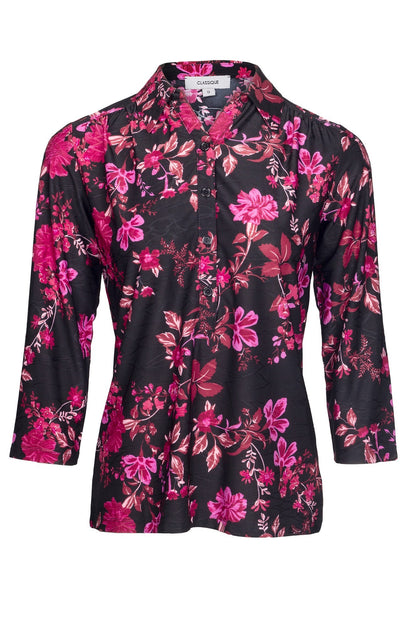 9122D1|RED BLACK FLOWER