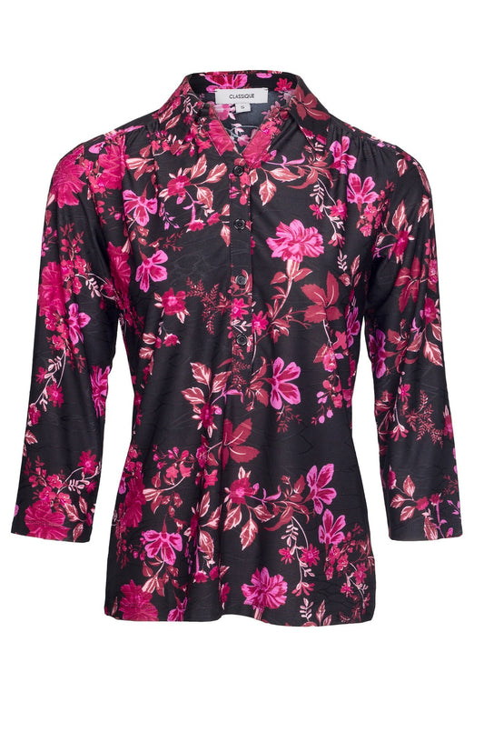 9122D1|RED BLACK FLOWER